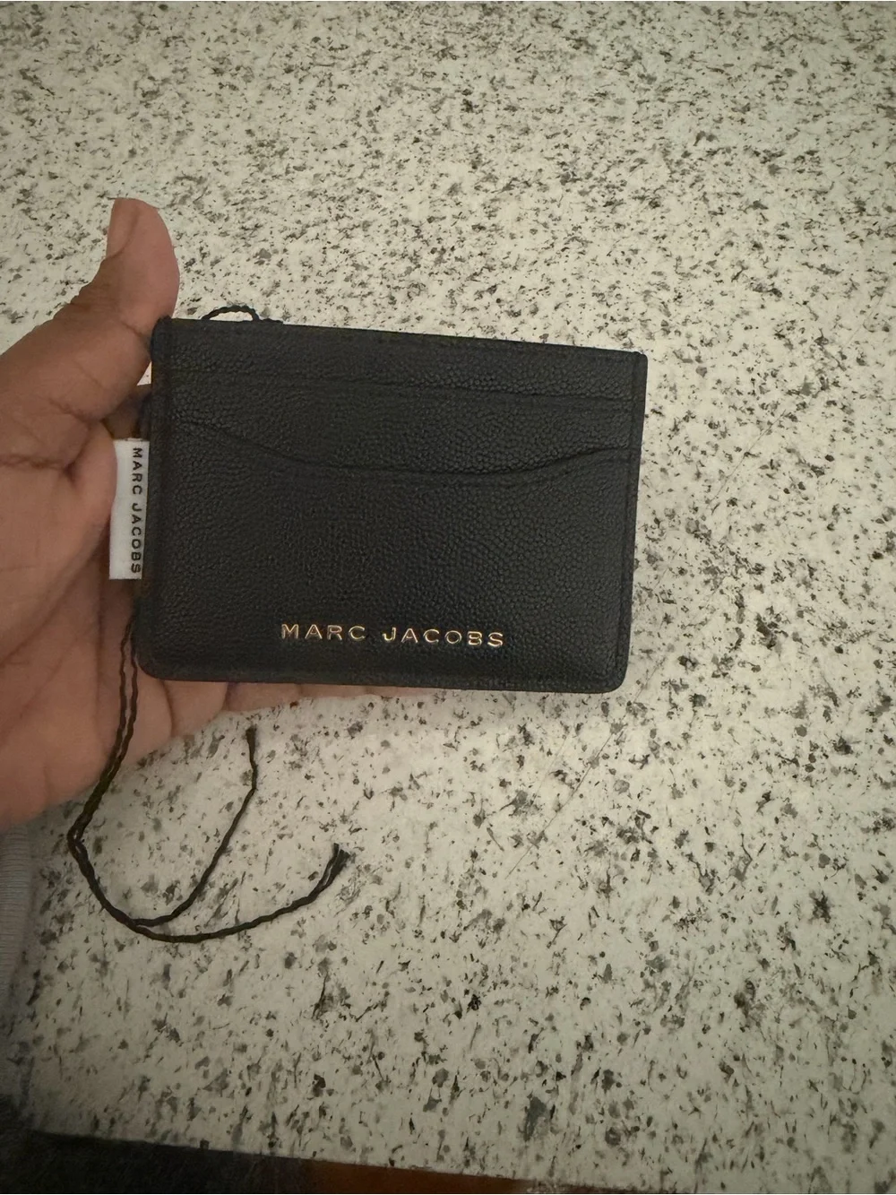 Marc Jacobs Black Leather Cardholder with Gold Logo